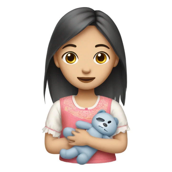 Chinese girl hand a Rag-doll sticker