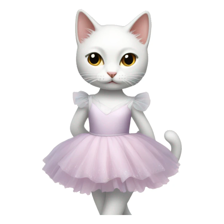 white cat with ballerina dress sticker