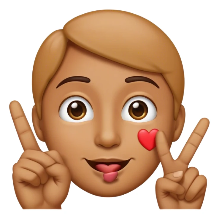 Emoji making a peace sign with hand then looking away doing a kiss face  sticker