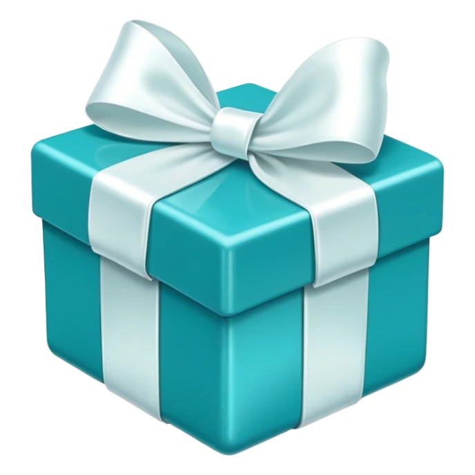 Little turquoise box with big white bow sticker