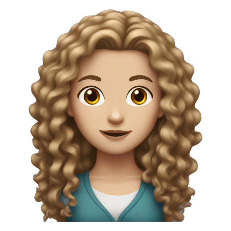 white girl with long brown curly hair sticker