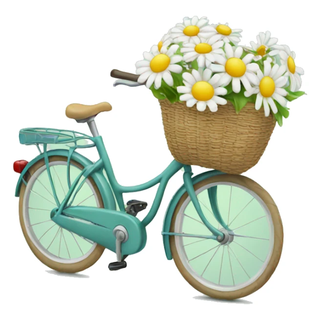 Beach bicycle with front basket with daisies  sticker