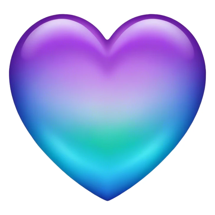 Gradient purple indigo blue cyan green heart sticker