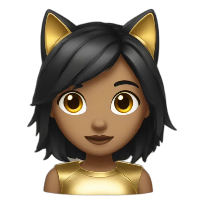 catgirl with black hair and gold highlights sticker