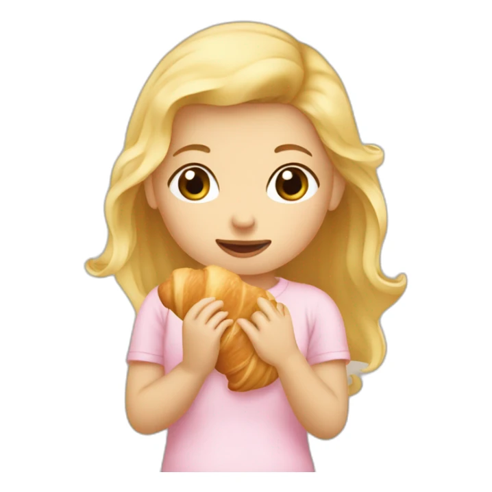 Bébé fille blonde mange un croissant  sticker