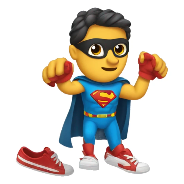 super hero grabing a pair of shoes sticker