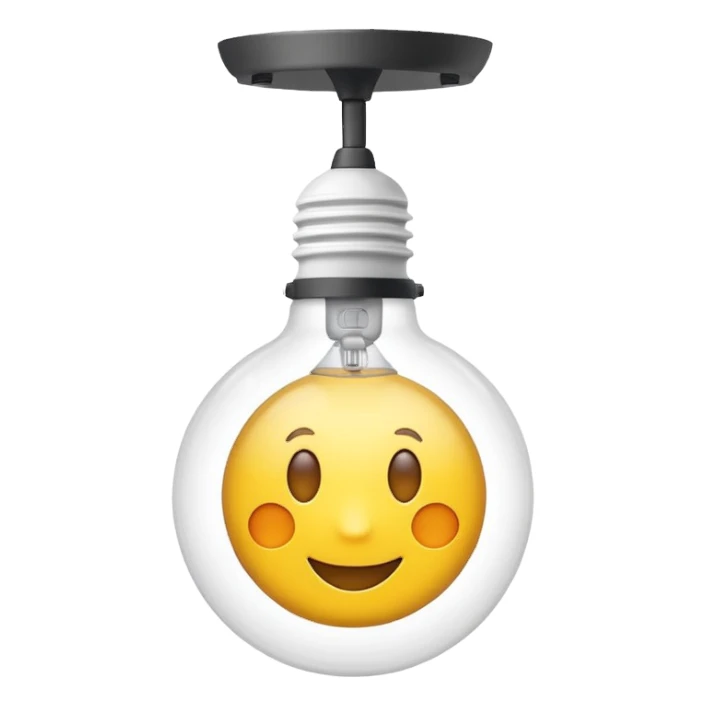 friendly clear emoji of a light attached to a shelf sticker