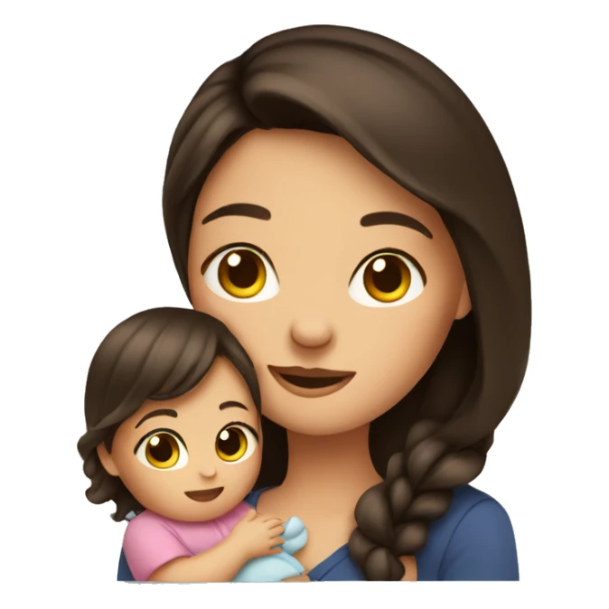 Brunette girl holding baby  sticker