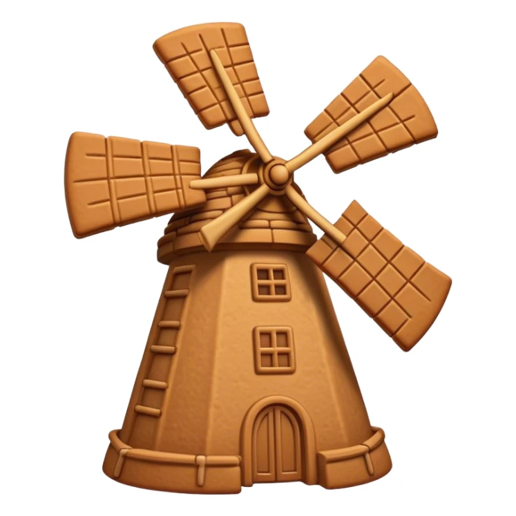 Speculaas Cinematic Realistic Speculaas Biscuit Emoji, depicted as a spiced speculaas cookie crafted in the shape of a windmill and warm, inviting lighting. sticker