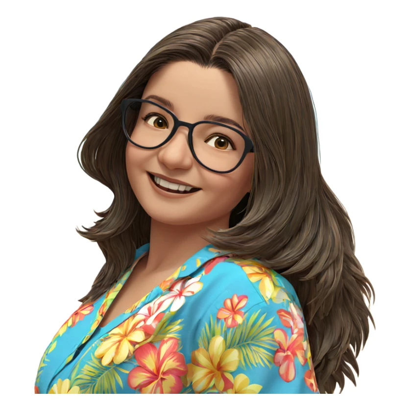 smiling girl in hawaiian shirt sticker
