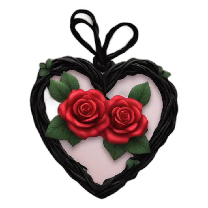 red roses on heart shaped black vines goth style sticker