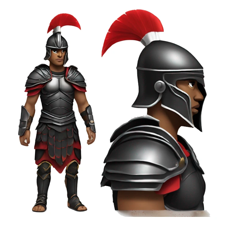 Fantasy spartan warrior male wearing detailed black armor with a red plumed helmet
 sticker