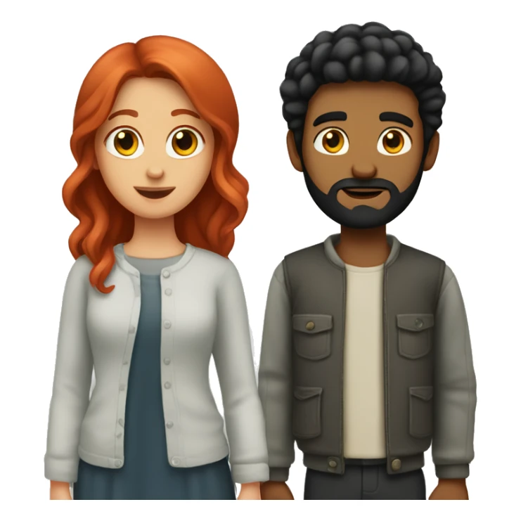 “A red-haired girl with her black-haired boyfriend with a beard” sticker