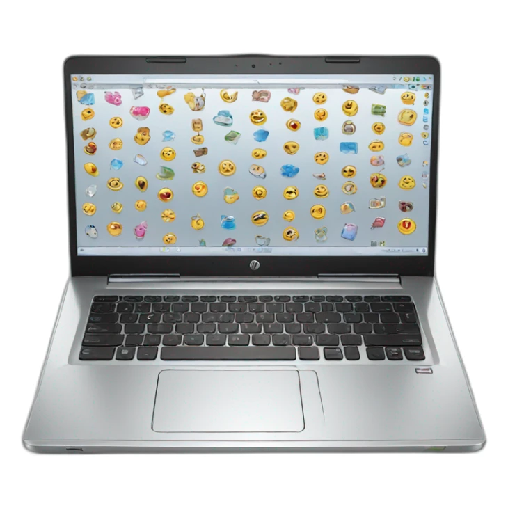 a silver hp pavillion laptop with stickers on it sticker