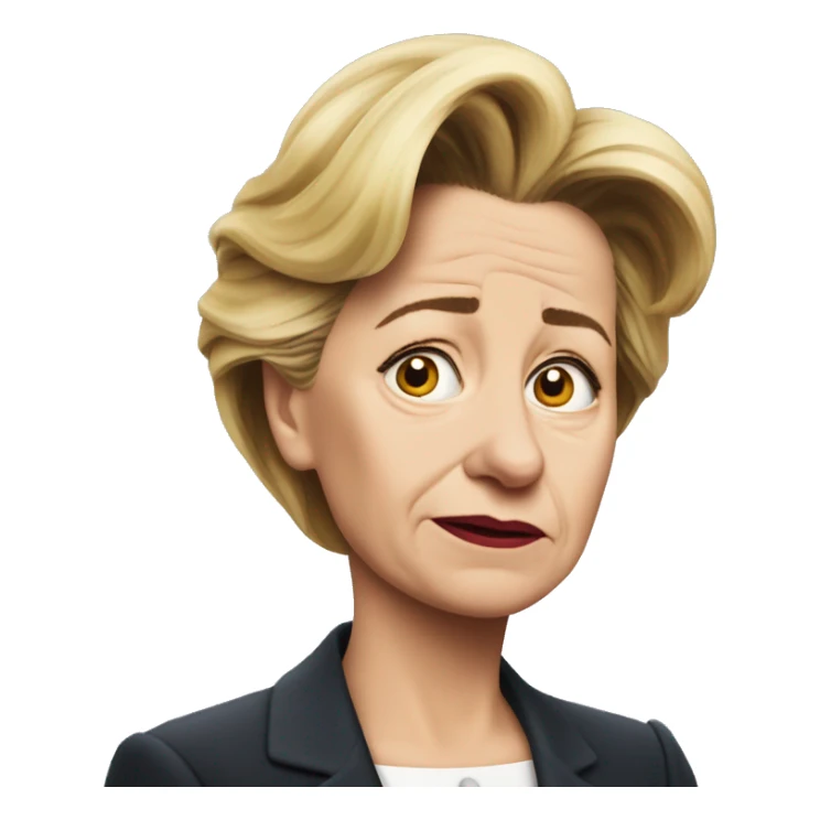 photorealistic Ursula von der Leyen sad sticker