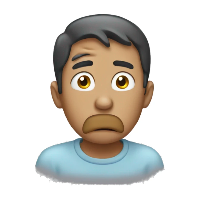 Crying and covering his mouth with his hand sticker