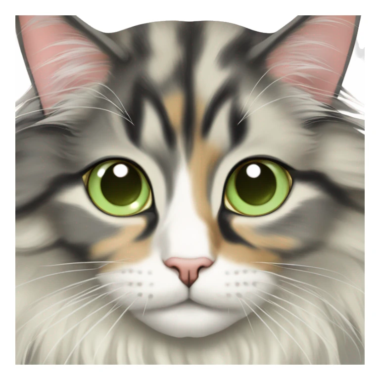 Maine coon dilute Calico half face colored light green eyes sticker