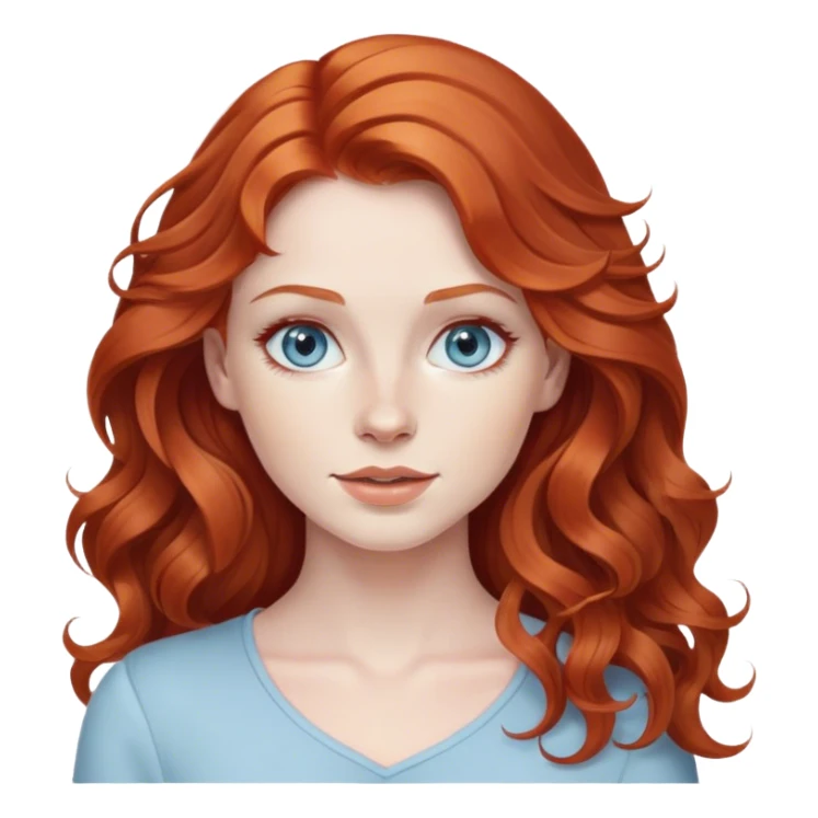 Redhead woman with wavy hair, light blue eyes, and pale skin sticker