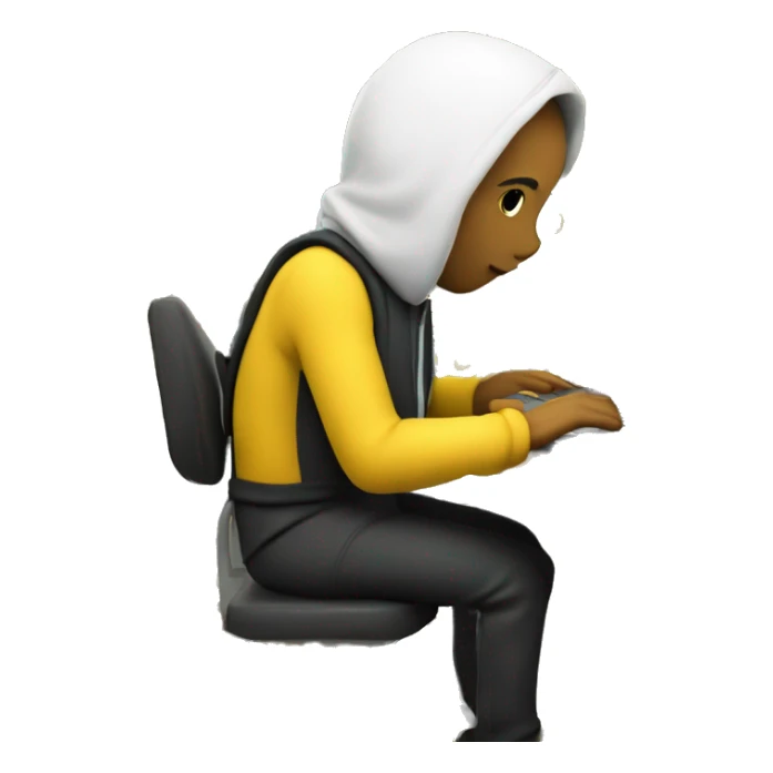 someone coding using laptop, the wallpaper of laptop is text with skuy ngoding and the background text is filled with circle coloring by yellow and white sticker