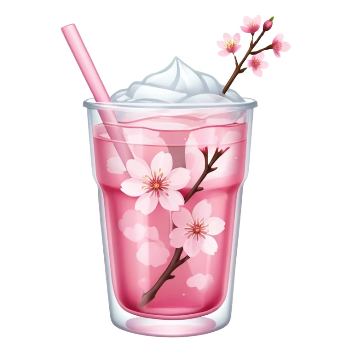 Cute Pastel pink and white Cherry Blossom Sakura Ice Tea sticker