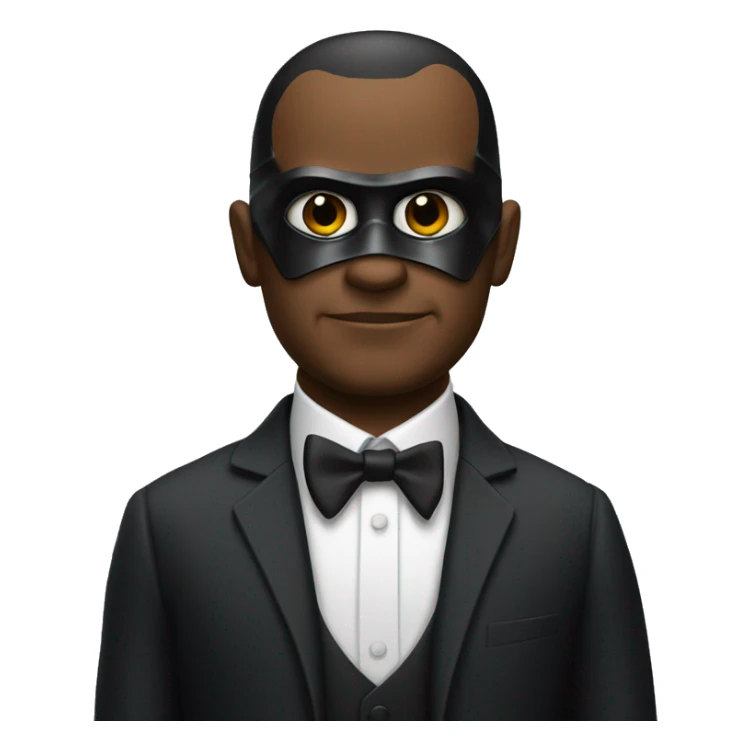 confident man in a suit with Darth Vader helmet sticker