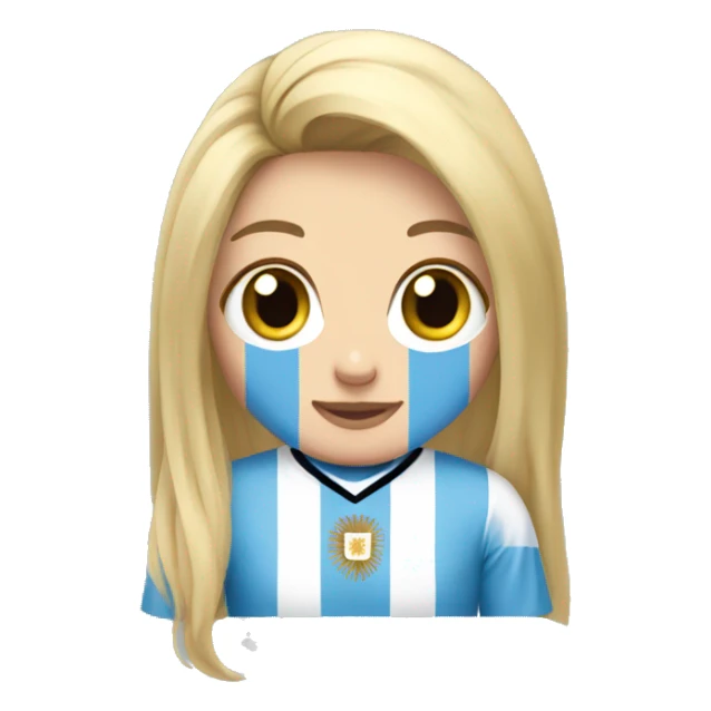 Girl with long blonde hair with Argentina jersey sticker
