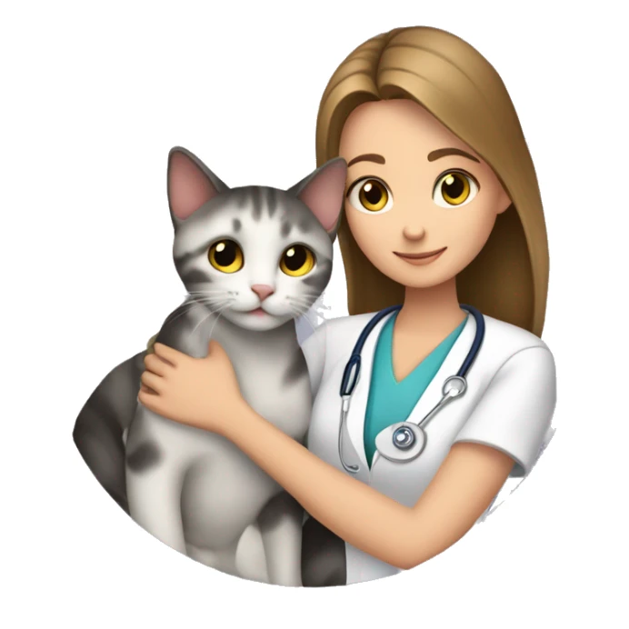 cat cuddles veterinarian girl sticker