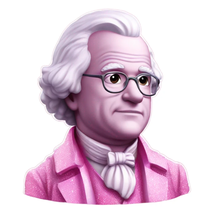 Pink ombre John Adams statue with gator and glitter  sticker