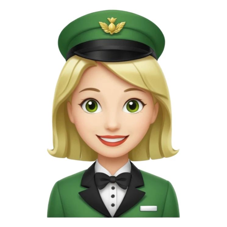 Lady hotel butler with green uniform  sticker