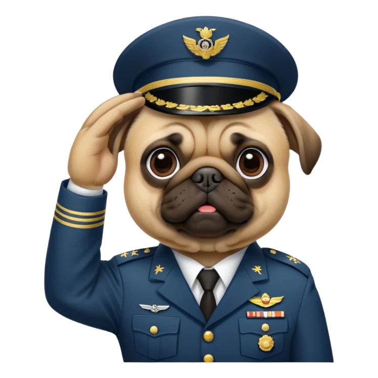 pug saluting in a military outfit  sticker