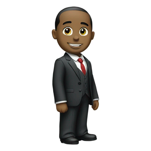 thomas the tank engine wearing a suit with an American flag sticker