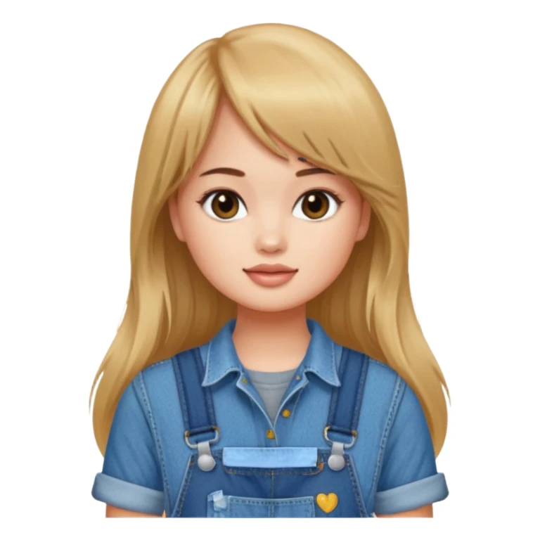 Debby Ryan (long hair with straight bangs) wearing overalls sticker