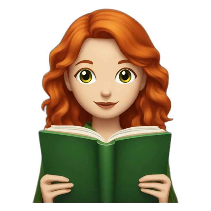 Redhead with green eyes gryffindor reading a book sticker
