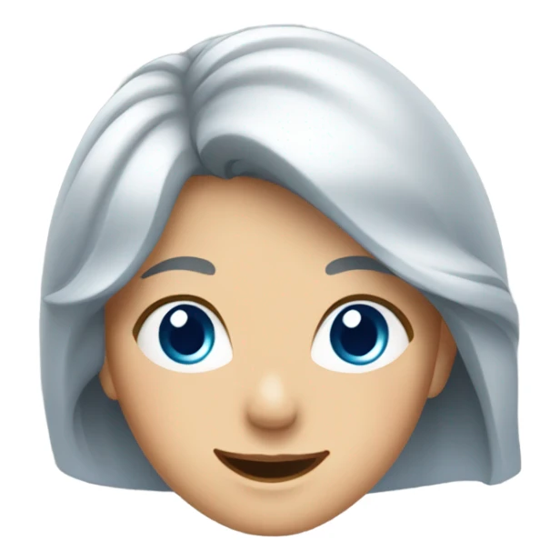 Blue eyed grey hair happy girl sticker