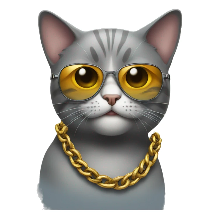 Cat with sunglasses and a big chain around his neck sticker