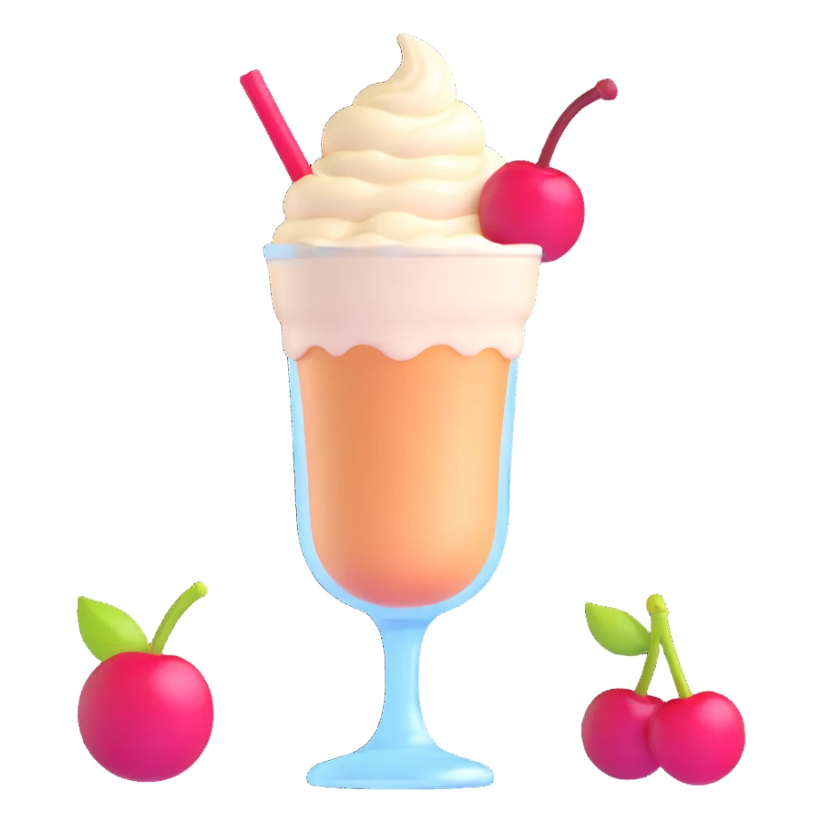 cream soda glass with ice cream and cherry sticker