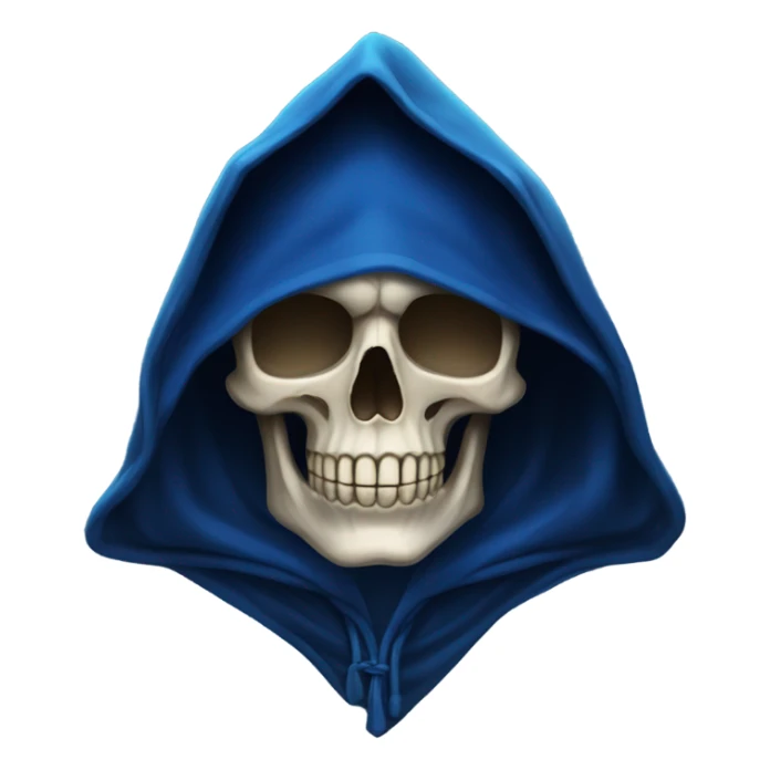 skull wearing blue hood and cloak sticker