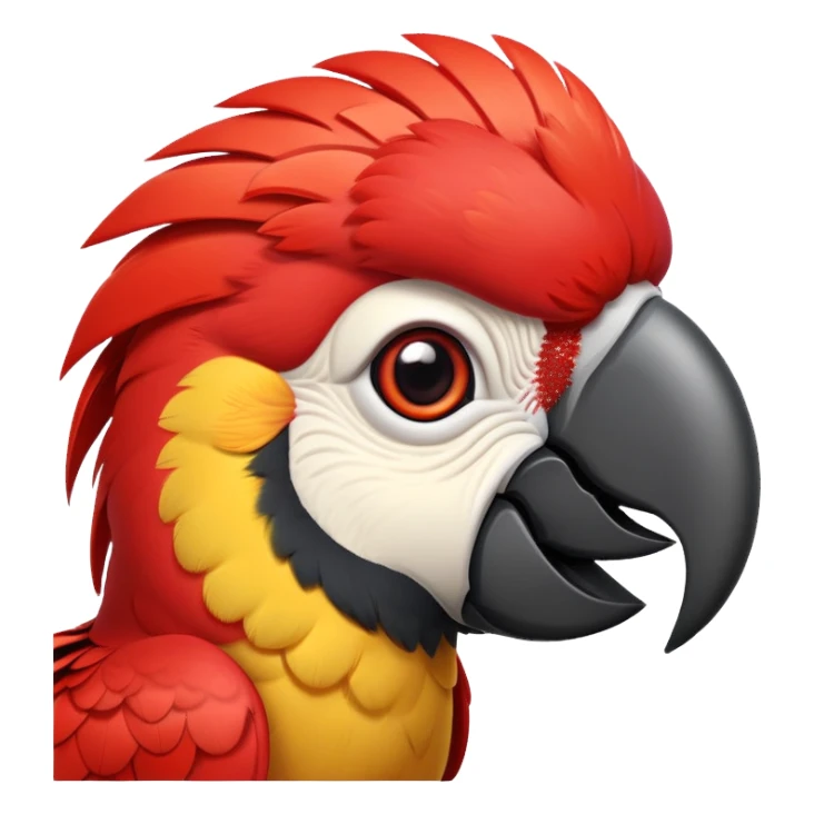 cinematic-cute-macaw-portrait-emoji,-head-tilted-playfully-and-inquisitively,-with-a-dazzling-red-plumage-and-round,-sparkling-eyes-filled-with-charm,-simplified-yet-irresistibly-adorable-features,-highly-detailed sticker