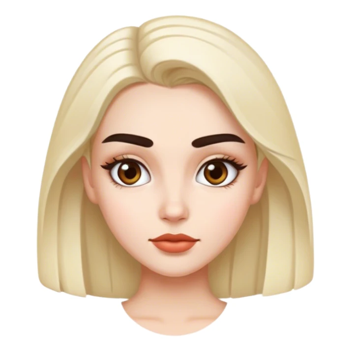 really pretty girl with thick good looking eyebrows and white skin color sticker