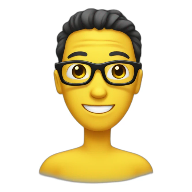 Yellow circle head With a cheerful expression with black eyes black glasses Hair on the head sticker