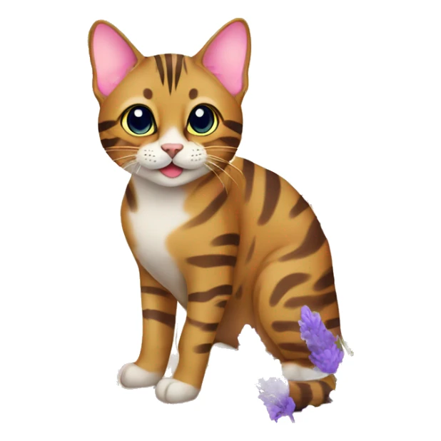 A Bengal cat in a field of lavender sticker