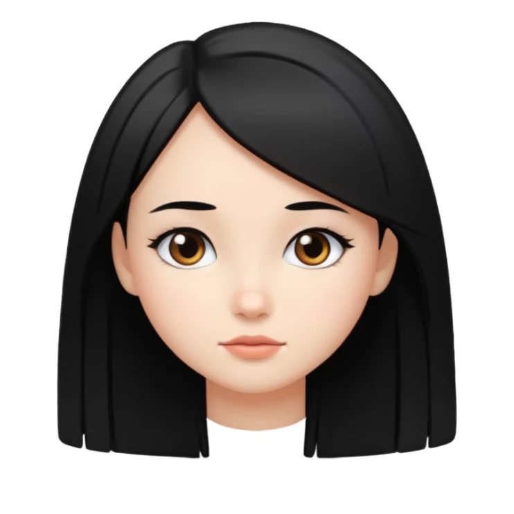 pretty girl with straight black hair, looking to the side sticker