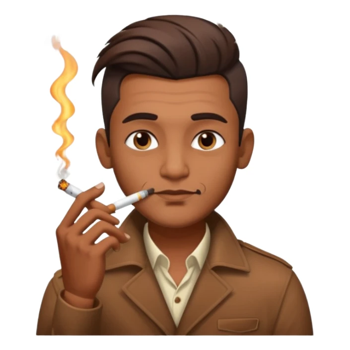 Indian brown guy with side gfade hair style, smoking cigarette sticker