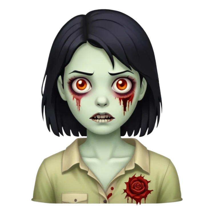 zombie girl with black hair sticker
