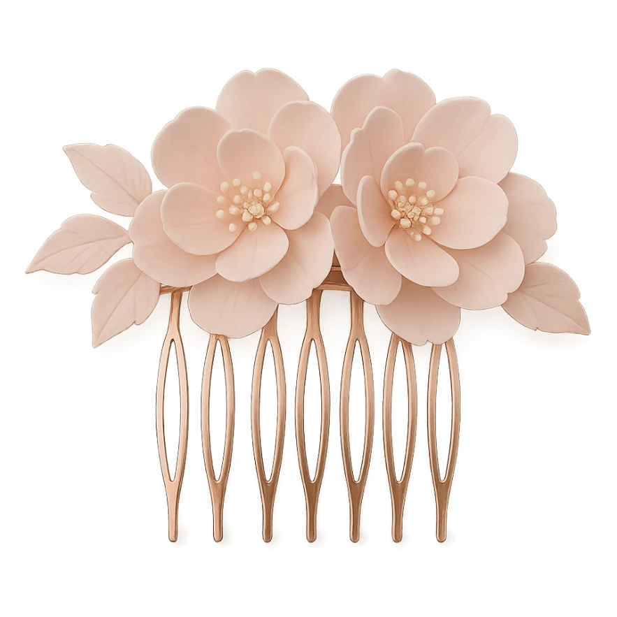 pink floral hair comb, elegant and modern sticker