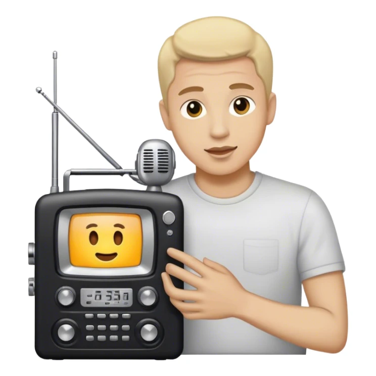 radio amateur setting up his radio station sticker