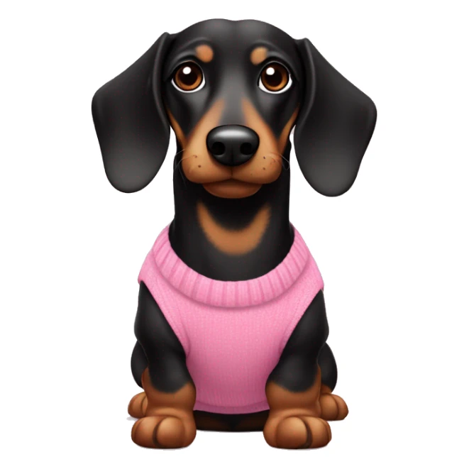 Black & tan sausage dog wearing pink jumper  sticker