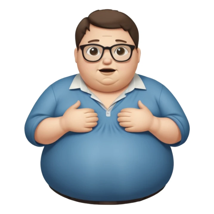 Hombre nerd obeso mórbido con la barriga abriendo la camisa sticker