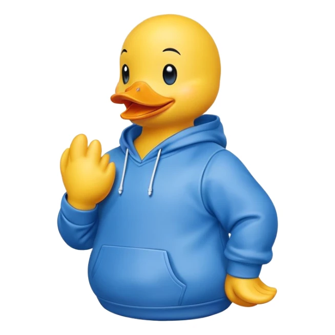 Yellow rubber duck wearing a blue hoodie sticker