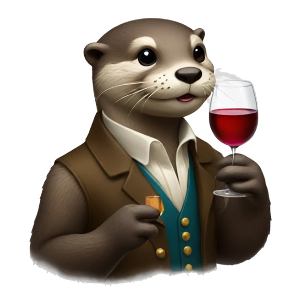 Otter with a glass of wine and a cigarette in his hands sticker